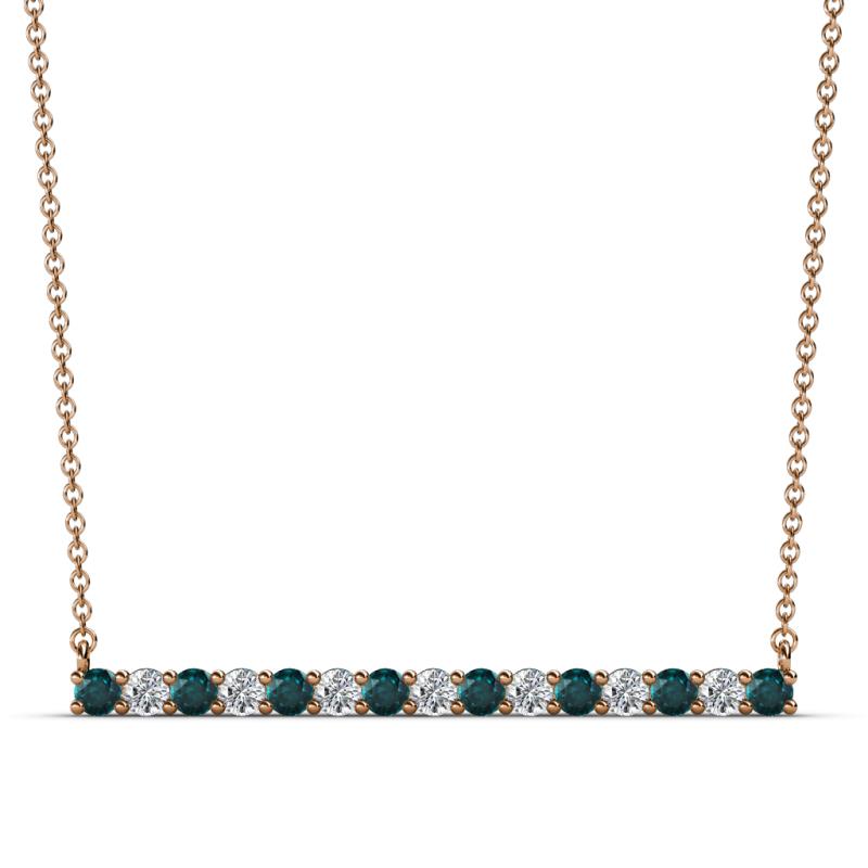 Noya 2.50 mm Round London Blue Topaz and Diamond Horizontal Bar Pendant Necklace 