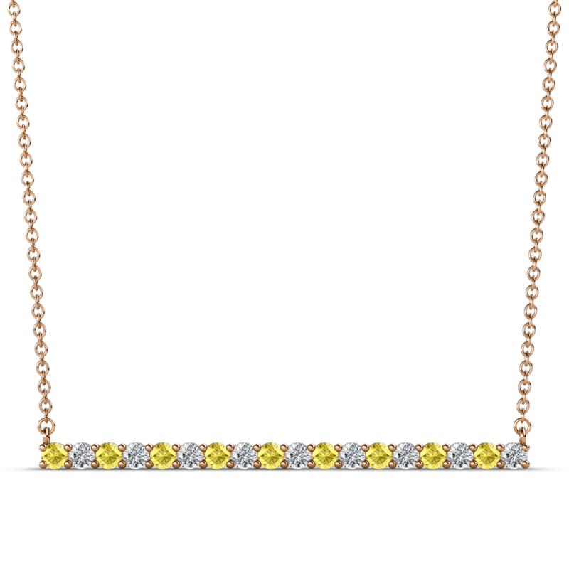 Noya 2.00 mm Round Yellow Sapphire and Lab Grown Diamond Horizontal Bar Pendant Necklace 