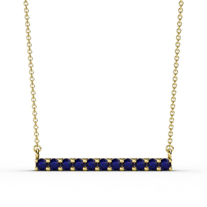 Noela 2.70 mm Round Blue Sapphire Horizontal Bar Pendant Necklace 