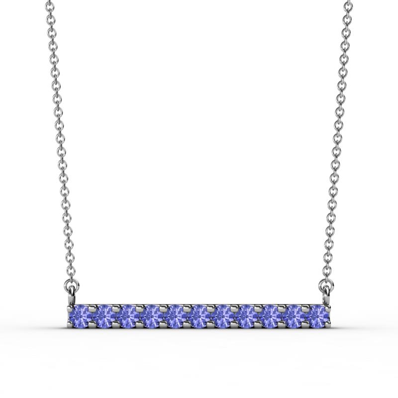Noela 2.70 mm Round Tanzanite Horizontal Bar Pendant Necklace 