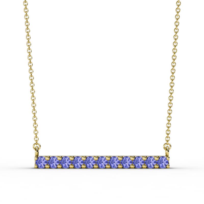 Noela 2.70 mm Round Tanzanite Horizontal Bar Pendant Necklace 