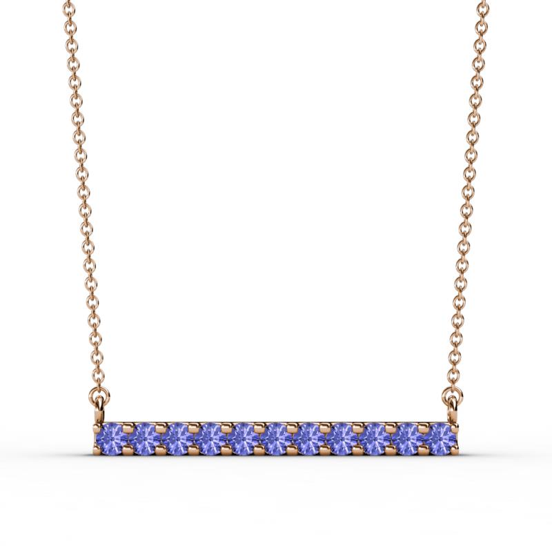 Noela 2.70 mm Round Tanzanite Horizontal Bar Pendant Necklace 