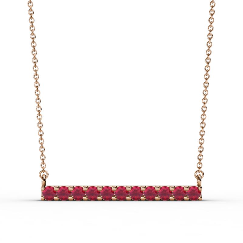 Noela 2.70 mm Round Ruby Horizontal Bar Pendant Necklace 