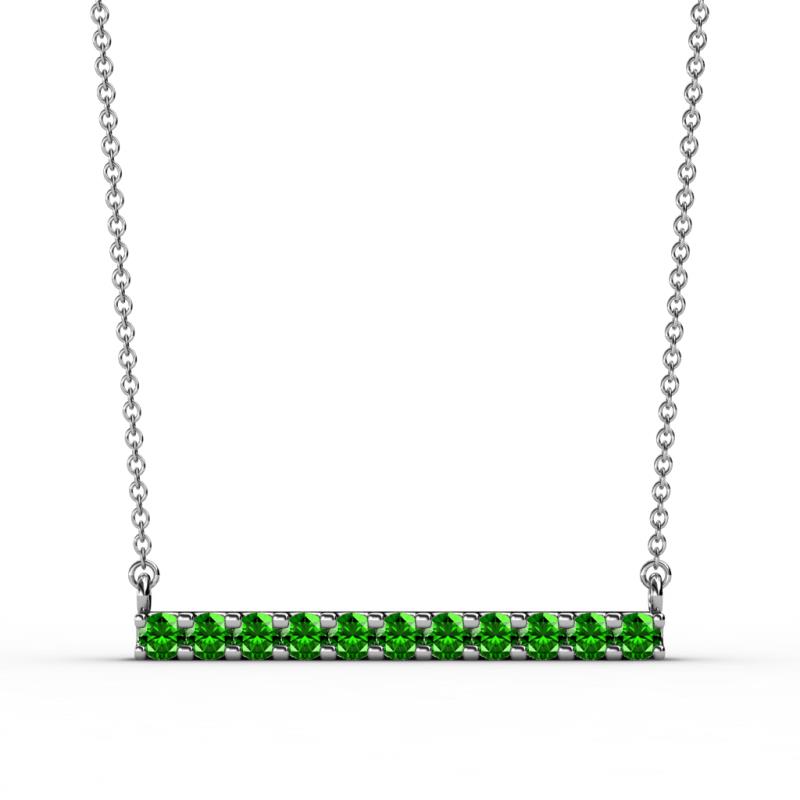 Noela 2.70 mm Round Green Garnet Horizontal Bar Pendant Necklace 