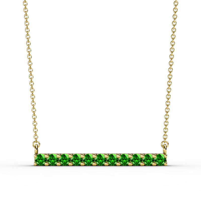 Noela 2.70 mm Round Green Garnet Horizontal Bar Pendant Necklace 