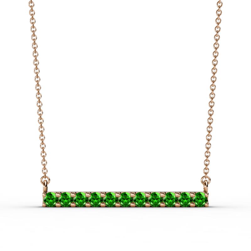 Noela 2.70 mm Round Green Garnet Horizontal Bar Pendant Necklace 