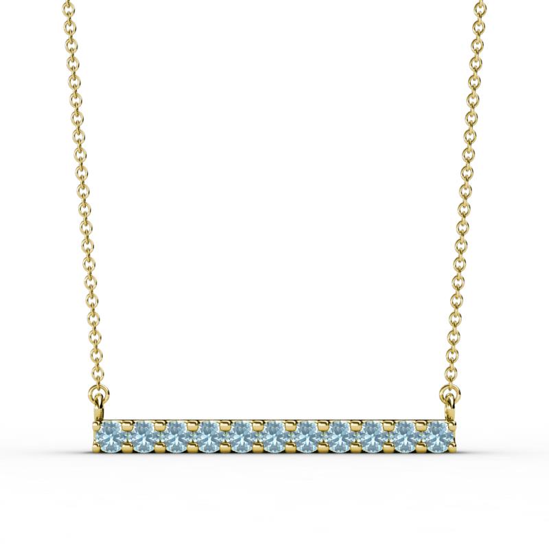 Noela 2.70 mm Round Aquamarine Horizontal Bar Pendant Necklace 