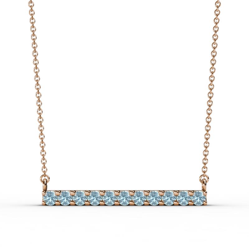 Noela 2.70 mm Round Aquamarine Horizontal Bar Pendant Necklace 