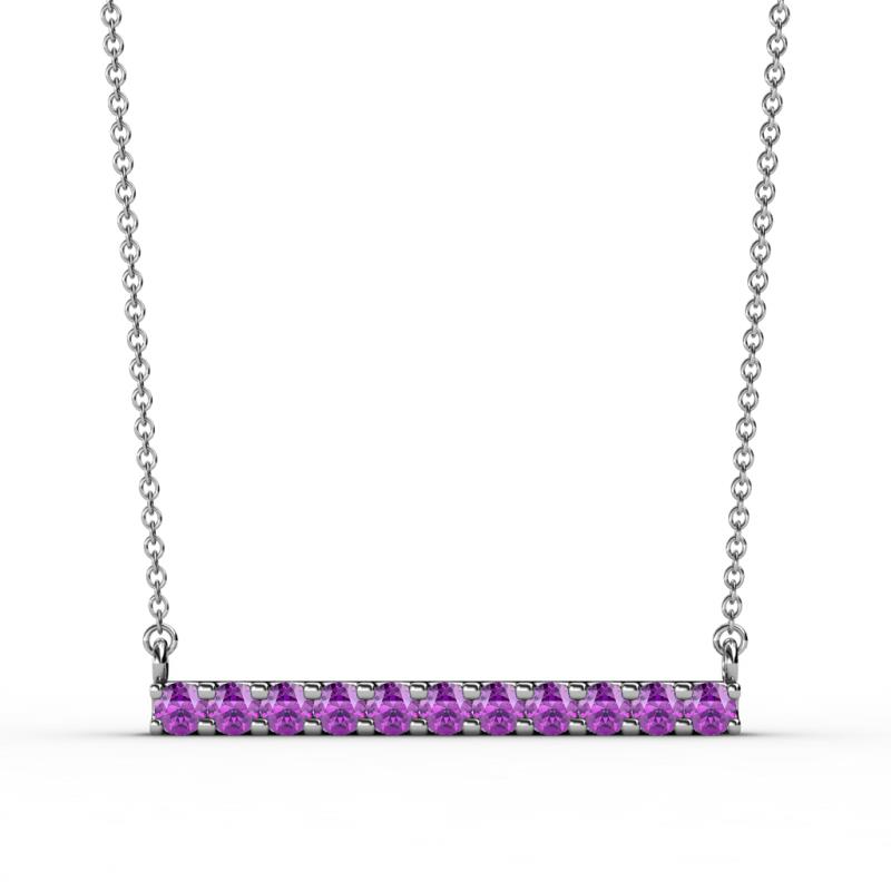 Noela 2.70 mm Round Amethyst Horizontal Bar Pendant Necklace 
