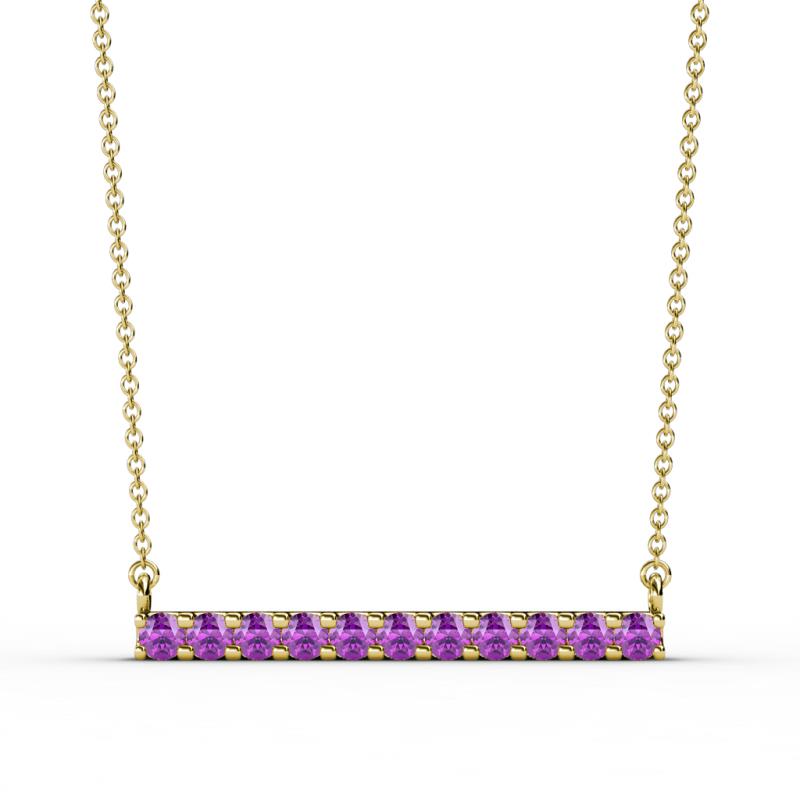 Noela 2.70 mm Round Amethyst Horizontal Bar Pendant Necklace 