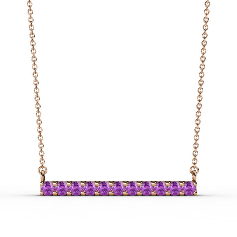 Noela 2.70 mm Round Amethyst Horizontal Bar Pendant Necklace 