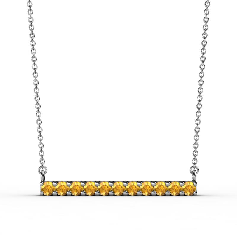 Noela 2.70 mm Round Citrine Horizontal Bar Pendant Necklace 