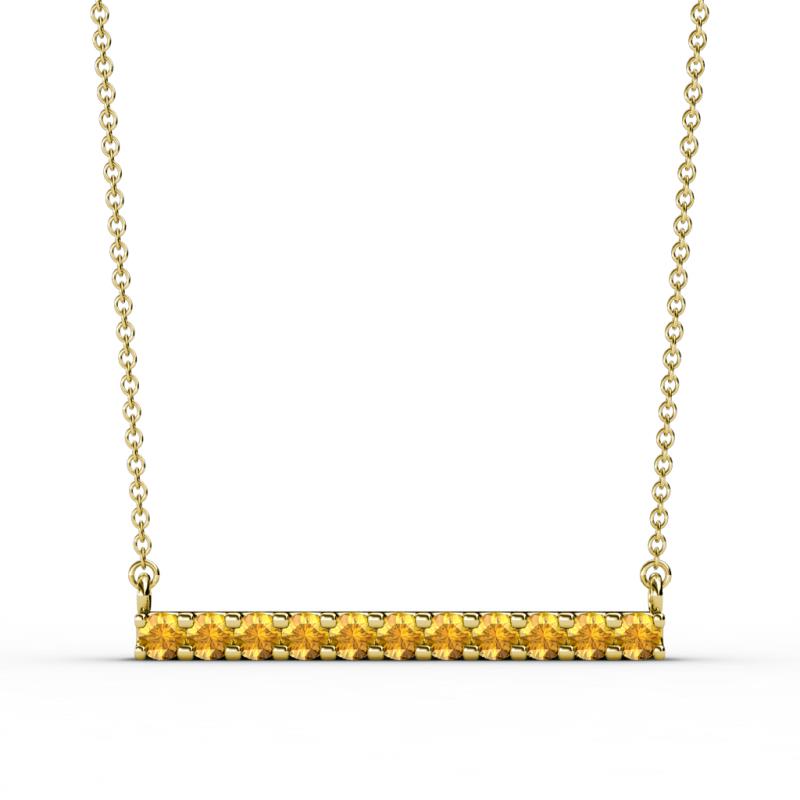 Noela 2.70 mm Round Citrine Horizontal Bar Pendant Necklace 