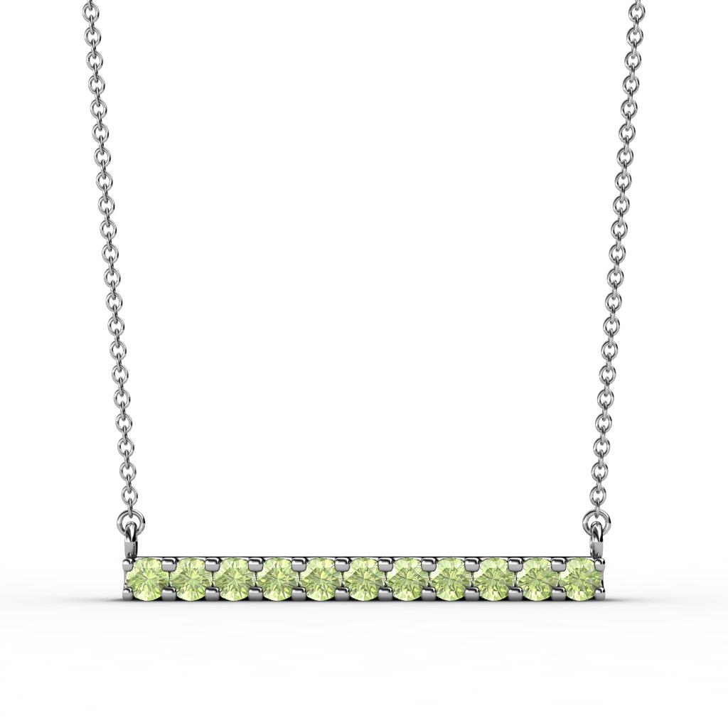 Noela 2.70 mm Round Peridot Horizontal Bar Pendant Necklace 