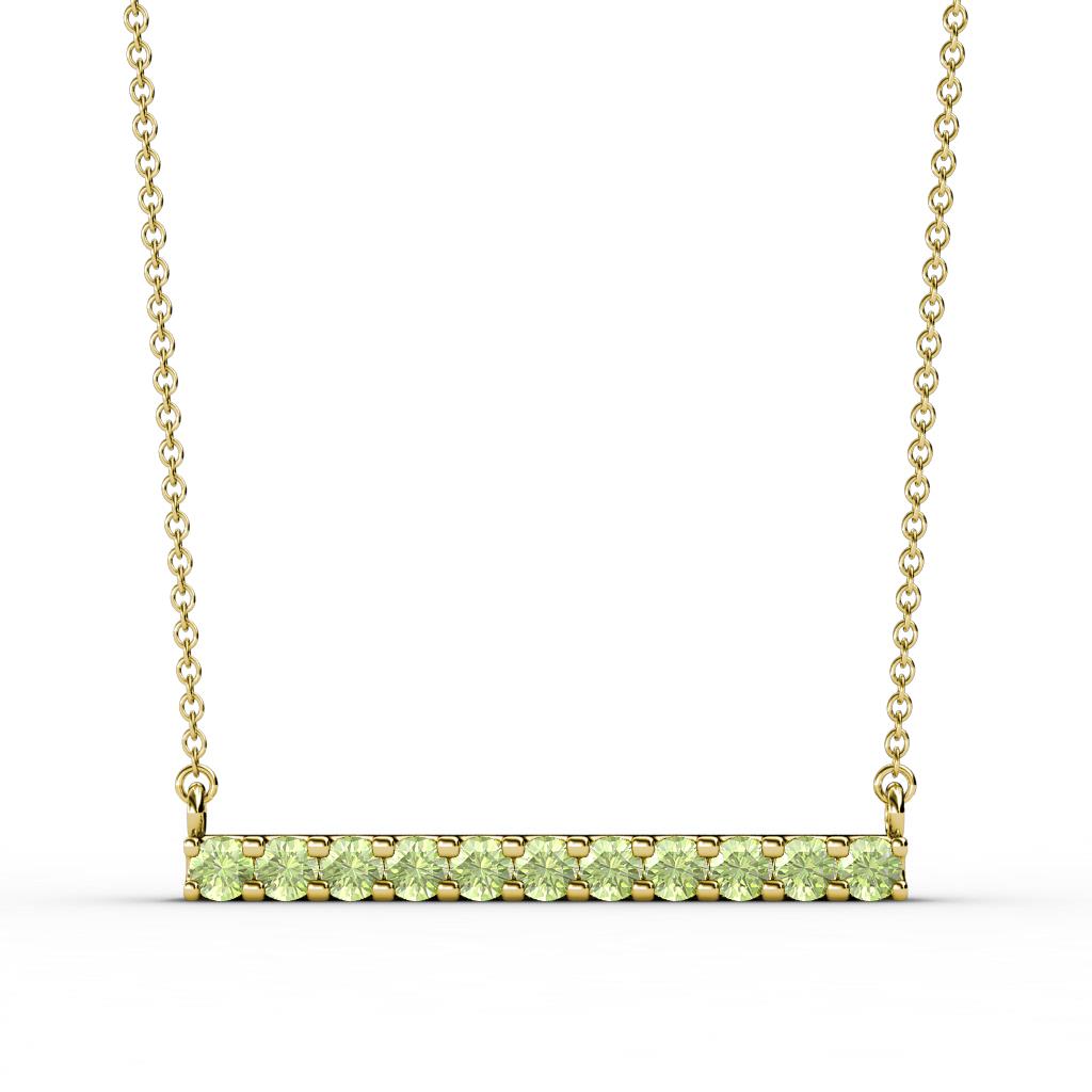 Noela 2.70 mm Round Peridot Horizontal Bar Pendant Necklace 