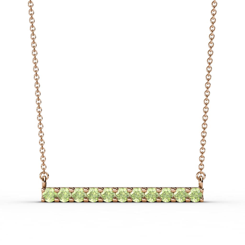 Noela 2.70 mm Round Peridot Horizontal Bar Pendant Necklace 