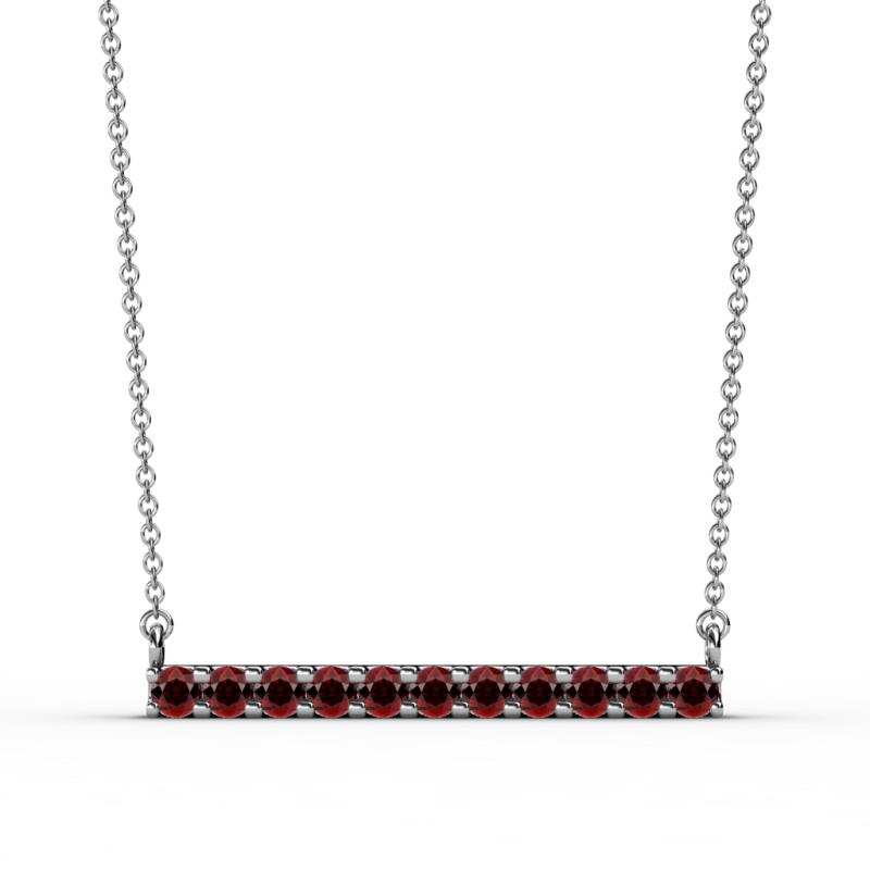 Noela 2.70 mm Round Red Garnet Horizontal Bar Pendant Necklace 