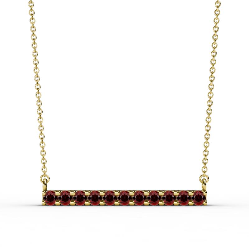 Noela 2.70 mm Round Red Garnet Horizontal Bar Pendant Necklace 