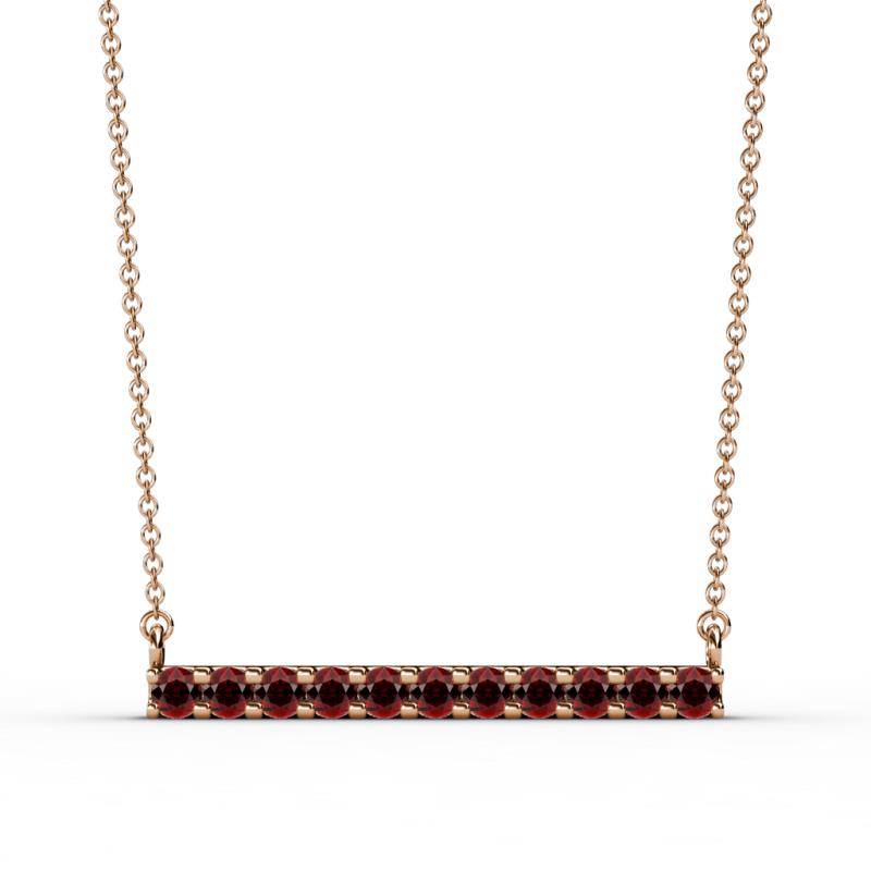 Noela 2.70 mm Round Red Garnet Horizontal Bar Pendant Necklace 