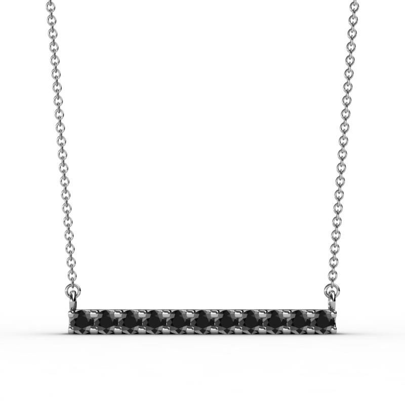 Noela 2.70 mm Round Black Diamond Horizontal Bar Pendant Necklace 