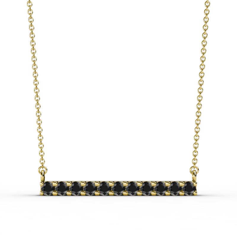 Noela 2.70 mm Round Black Diamond Horizontal Bar Pendant Necklace 