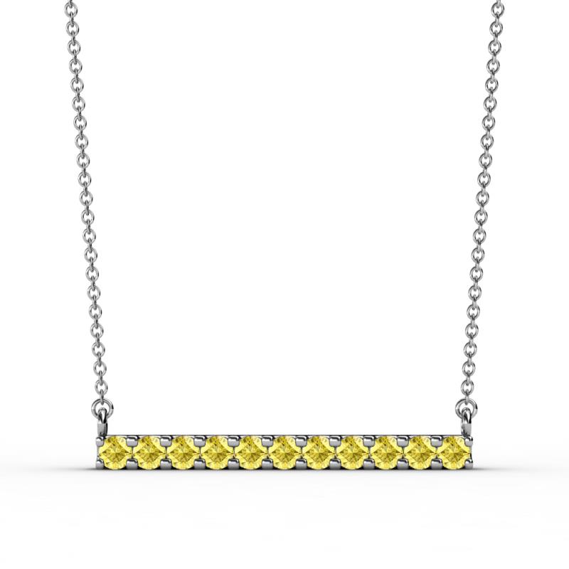Noela 2.70 mm Round Yellow Sapphire Horizontal Bar Pendant Necklace 