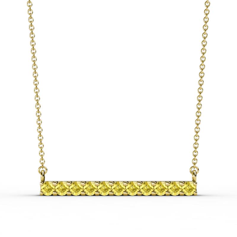 Noela 2.70 mm Round Yellow Sapphire Horizontal Bar Pendant Necklace 