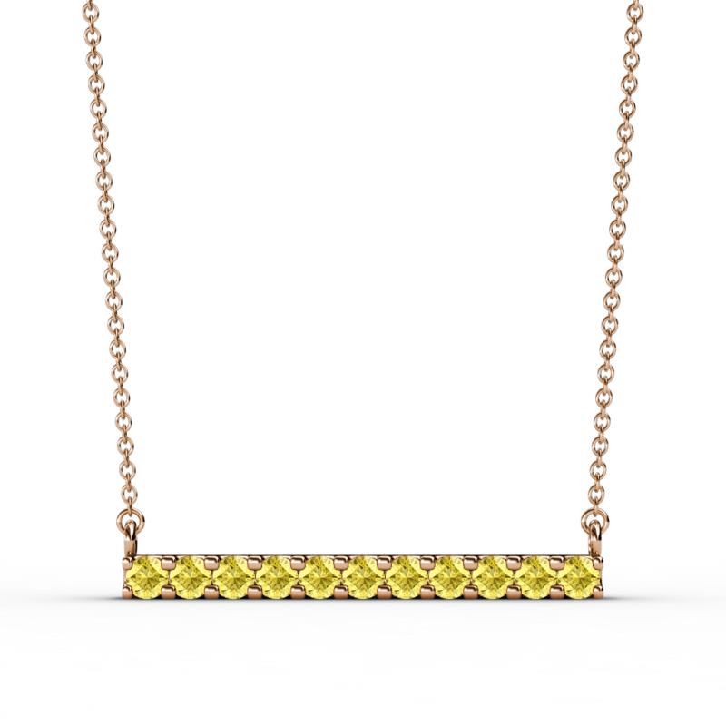 Noela 2.70 mm Round Yellow Sapphire Horizontal Bar Pendant Necklace 