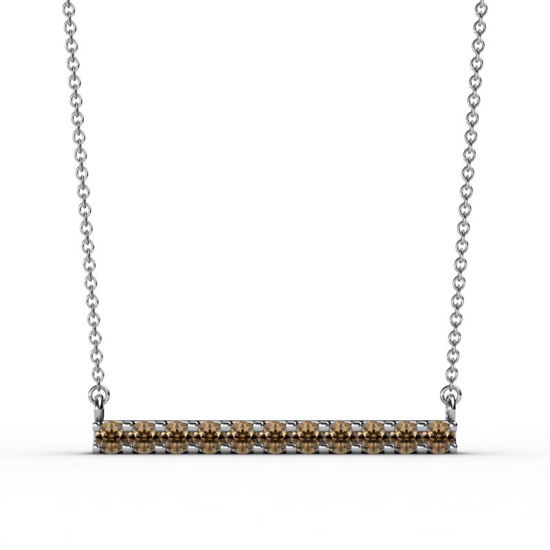 Noela 2.70 mm Round Smoky Quartz Horizontal Bar Pendant Necklace 