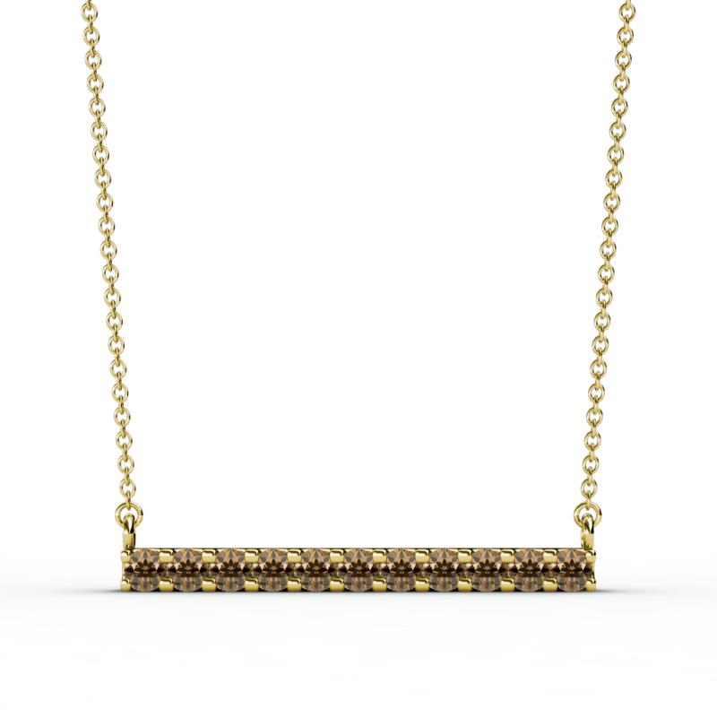 Noela 2.70 mm Round Smoky Quartz Horizontal Bar Pendant Necklace 
