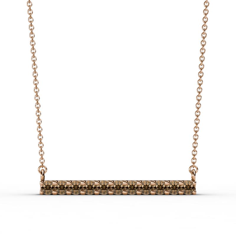 Noela 2.70 mm Round Smoky Quartz Horizontal Bar Pendant Necklace 