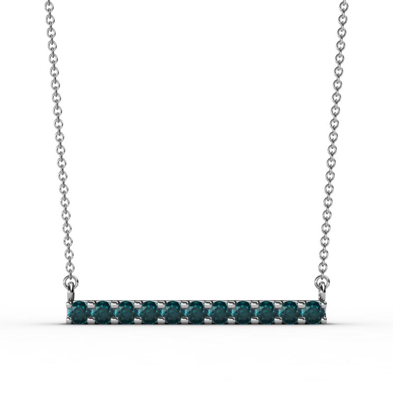 Noela 2.70 mm Round London Blue Topaz Horizontal Bar Pendant Necklace 