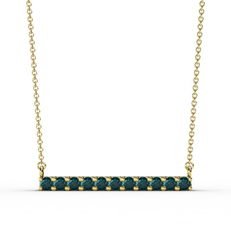 Noela 2.70 mm Round London Blue Topaz Horizontal Bar Pendant Necklace 