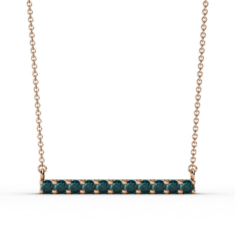 Noela 2.70 mm Round London Blue Topaz Horizontal Bar Pendant Necklace 