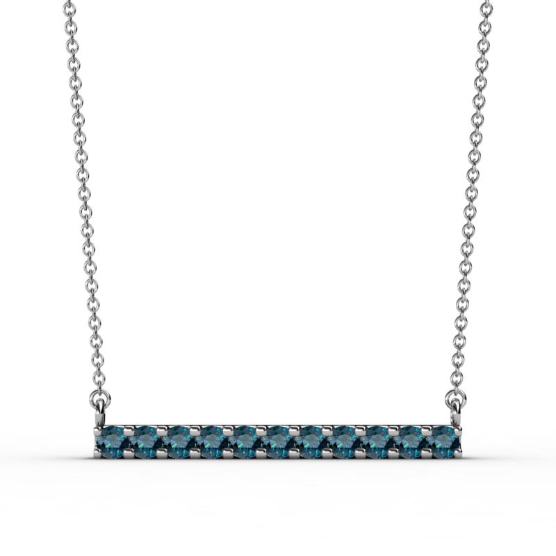 Noela 2.70 mm Round Blue Diamond Horizontal Bar Pendant Necklace 