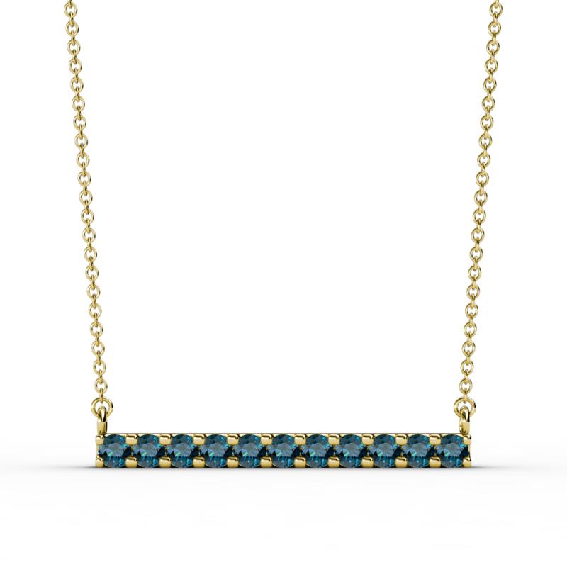 Noela 2.70 mm Round Blue Diamond Horizontal Bar Pendant Necklace 