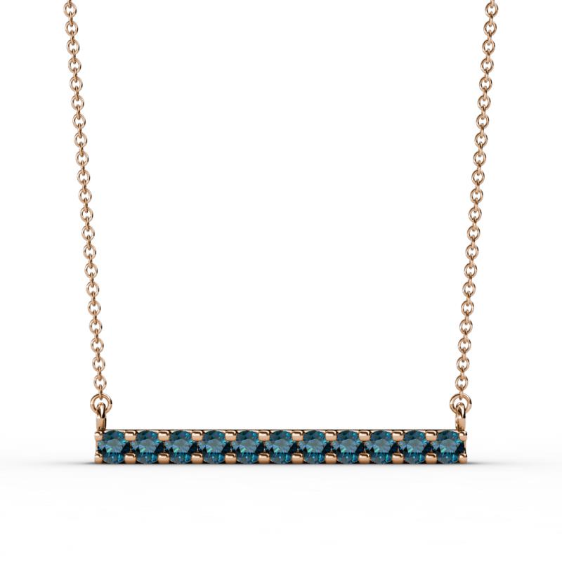 Noela 2.70 mm Round Blue Diamond Horizontal Bar Pendant Necklace 