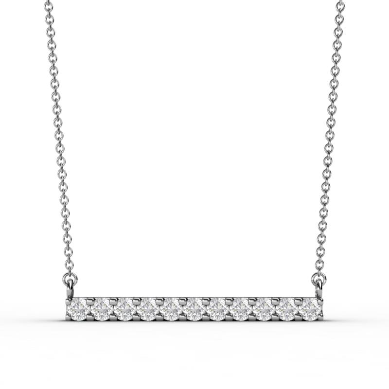 Noela 2.70 mm Round White Sapphire Horizontal Bar Pendant Necklace 