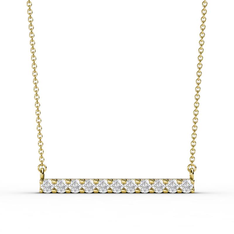 Noela 2.70 mm Round White Sapphire Horizontal Bar Pendant Necklace 