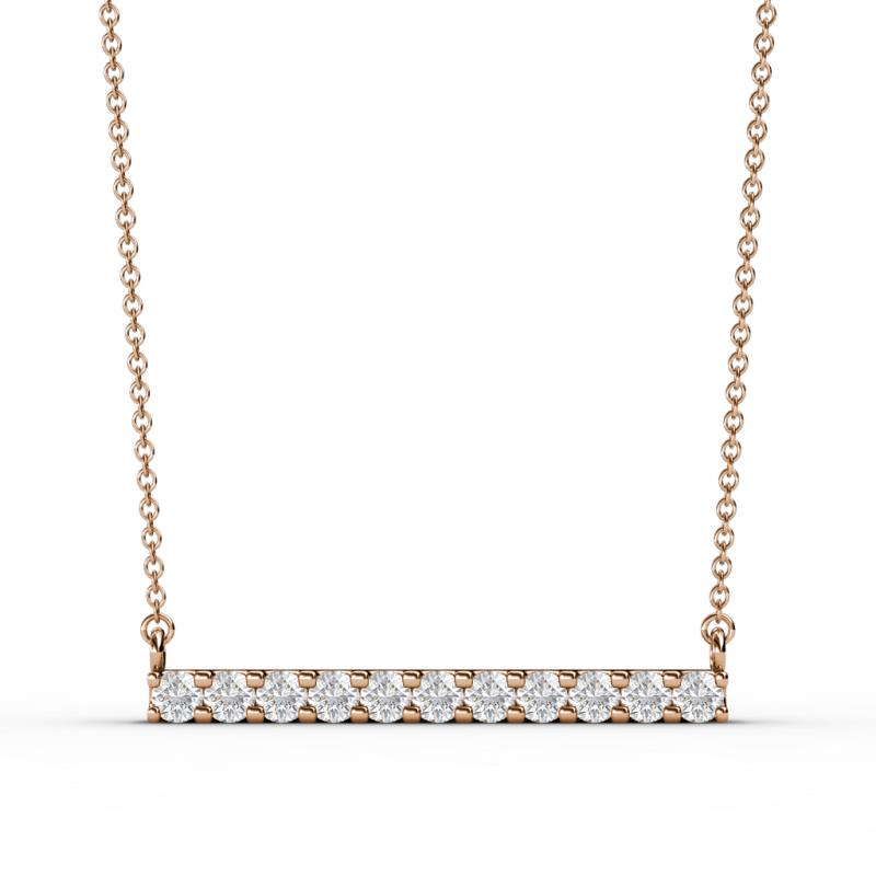 Noela 2.70 mm Round White Sapphire Horizontal Bar Pendant Necklace 