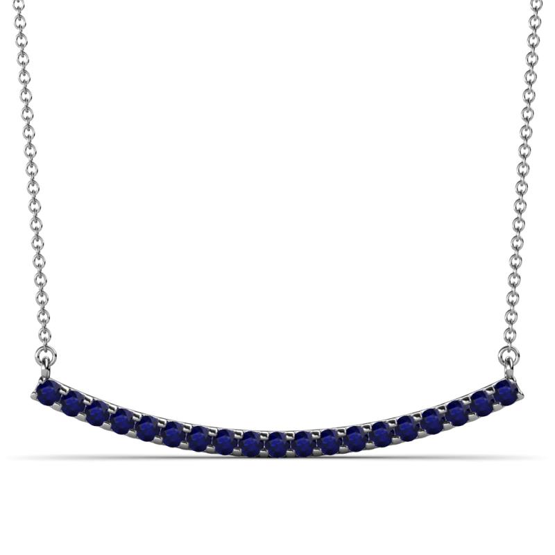 Nancy 2.00 mm Round Blue Sapphire Curved Bar Pendant Necklace 