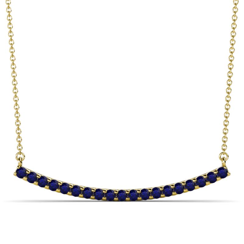 Nancy 2.00 mm Round Blue Sapphire Curved Bar Pendant Necklace 