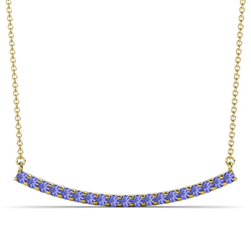 Nancy 2.00 mm Round Tanzanite Curved Bar Pendant Necklace 