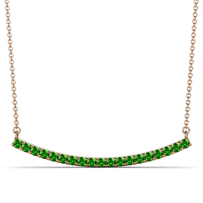 Nancy 2.00 mm Round Green Garnet Curved Bar Pendant Necklace 