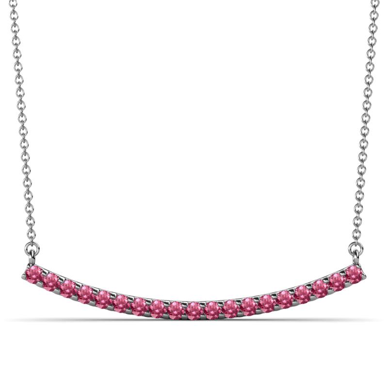 Nancy 2.00 mm Round Pink Tourmaline Curved Bar Pendant Necklace 