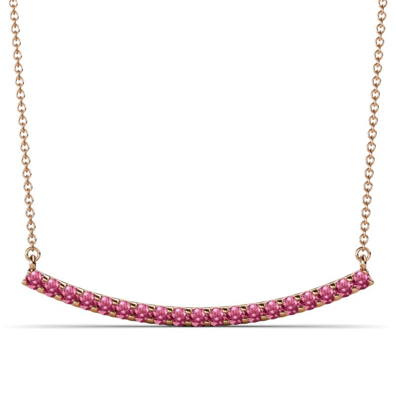 Nancy 2.00 mm Round Pink Tourmaline Curved Bar Pendant Necklace 