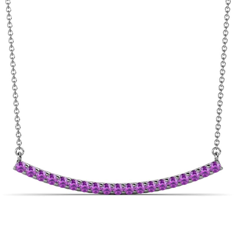 Nancy 2.00 mm Round Amethyst Curved Bar Pendant Necklace 