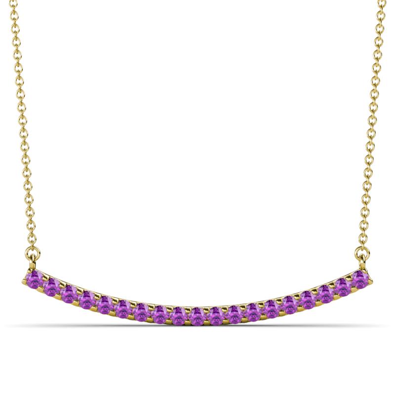 Nancy 2.00 mm Round Amethyst Curved Bar Pendant Necklace 