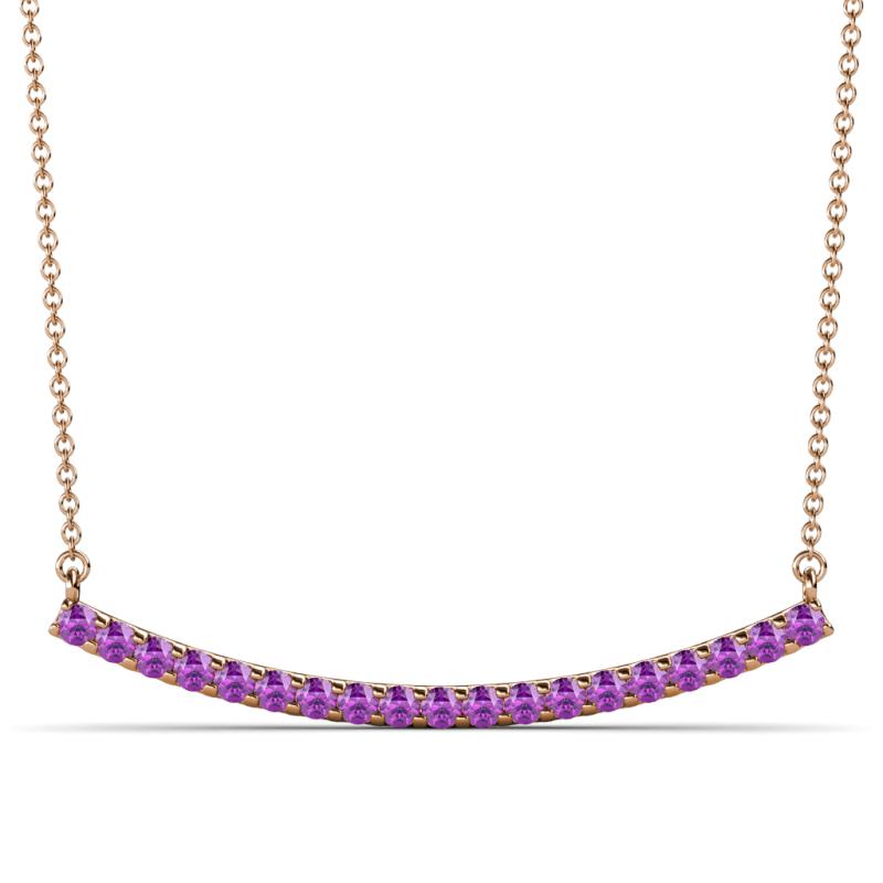 Nancy 2.00 mm Round Amethyst Curved Bar Pendant Necklace 