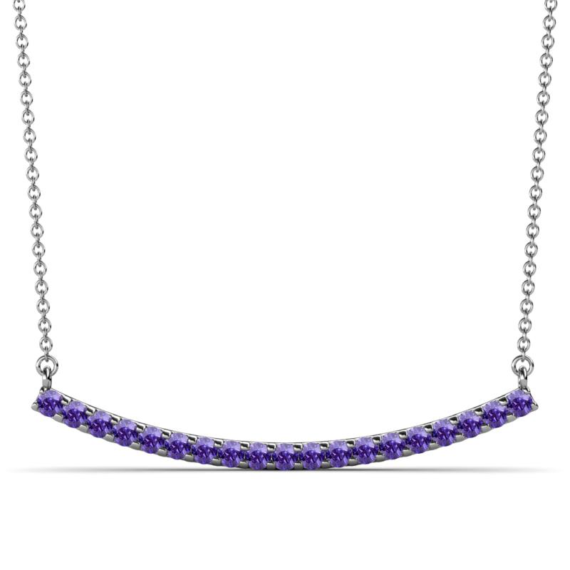 Nancy 2.00 mm Round Iolite Curved Bar Pendant Necklace 